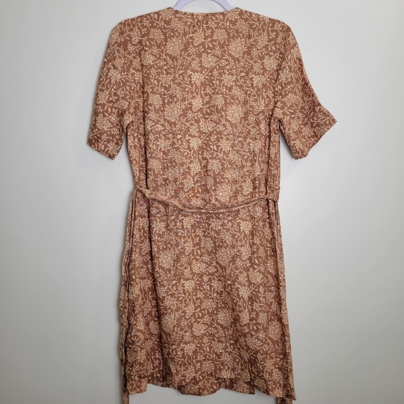 Faherty Earthy Brown Floral Paisley Garden Girl Ashley Linen Wrap Dress S - Picture 4 of 16